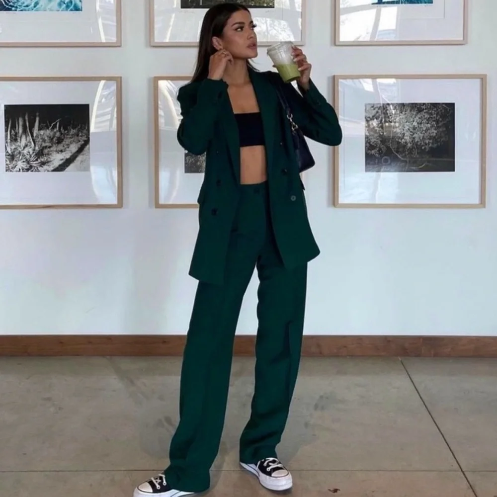 ZARA Francoise Olive Green High Rise Trouser Pants Size Large - Picture 8 of 9